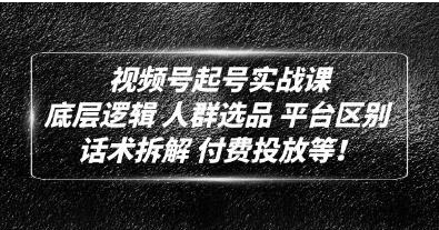 底层逻辑《视频号起号实战课》话术拆解，付费投放网赚项目-副业赚钱-互联网创业-资源整合久久网创网