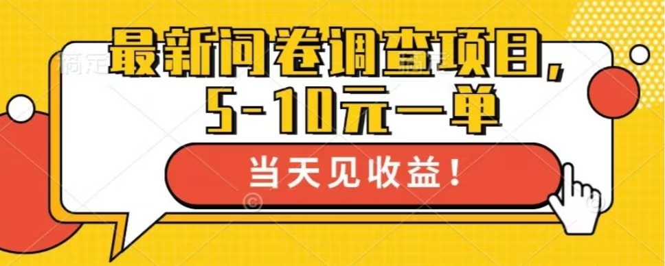 最新问卷调查项目，单日零撸100＋网赚项目-副业赚钱-互联网创业-资源整合久久网创网